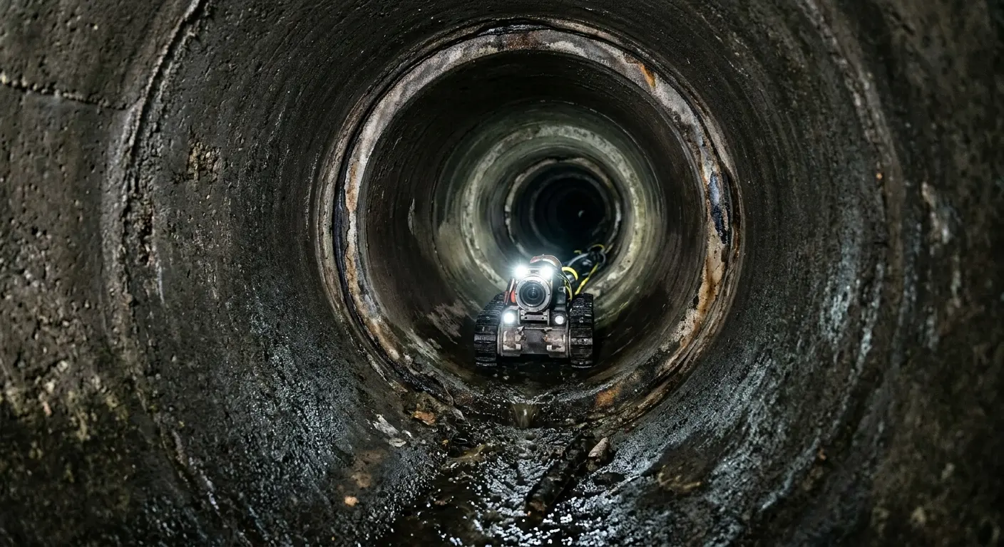 Robotic sewer camera inspecting pipe interior for Sewer Line Repair in Lexington